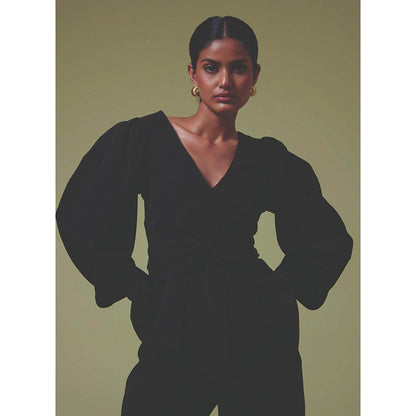 MALIE Black Peplum Celeste Top