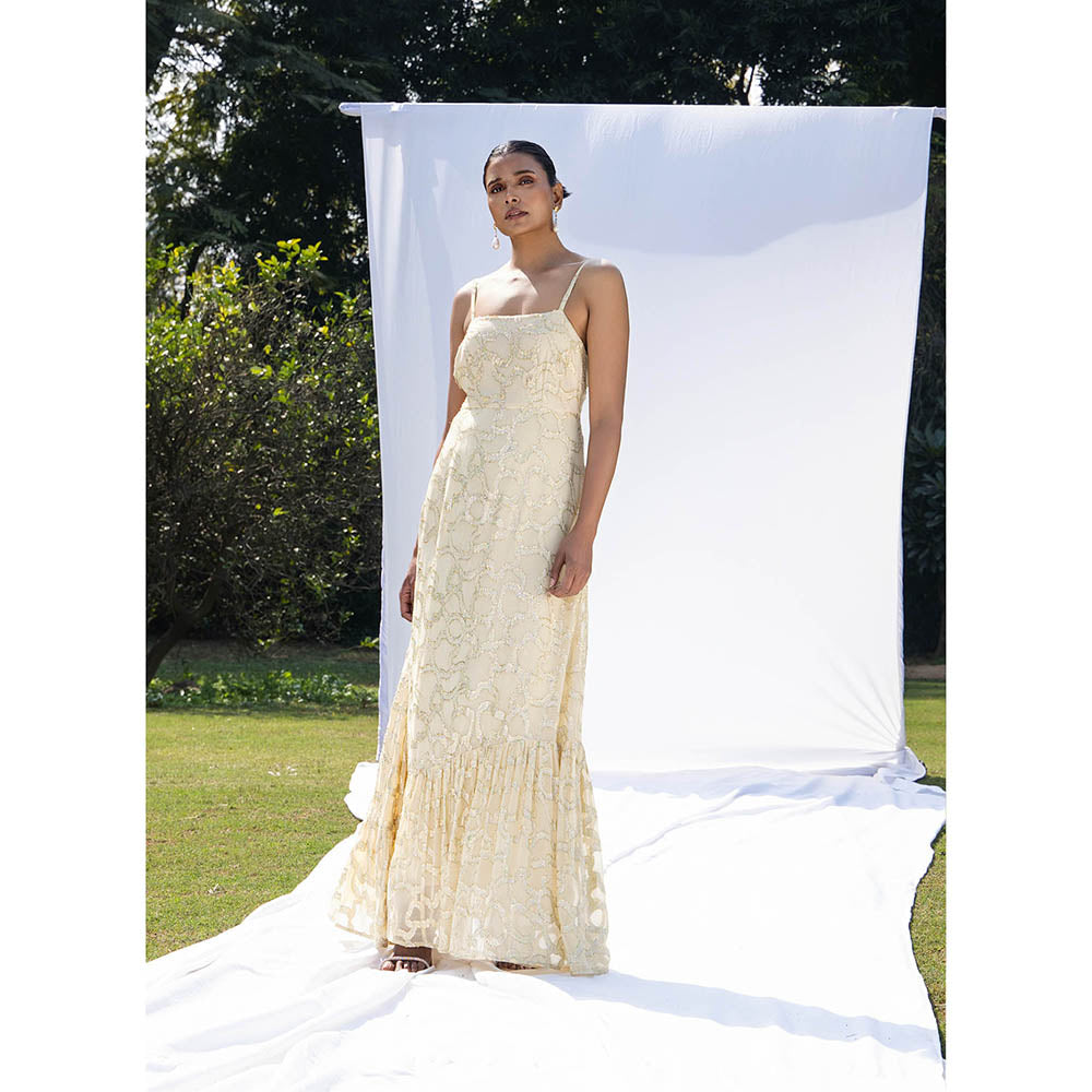MALIE Gold Cream White LUMINO Dress