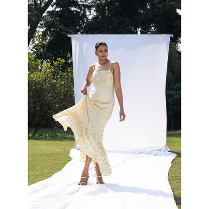 MALIE Gold Cream White LUMINO Dress
