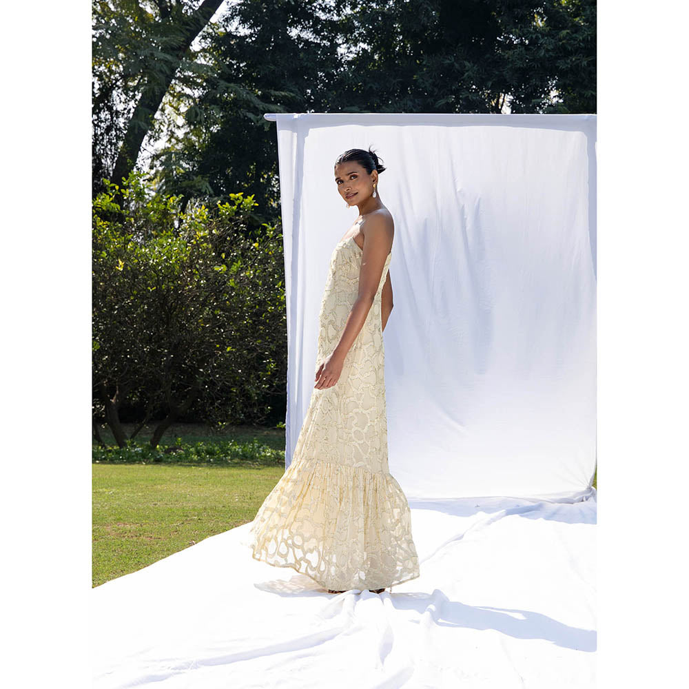 MALIE Gold Cream White LUMINO Dress