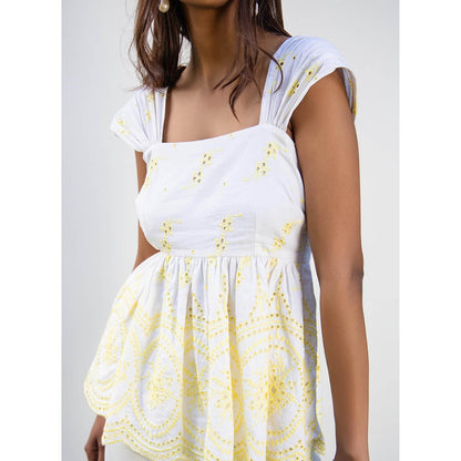 MALIE White and Yellow EVIE Top