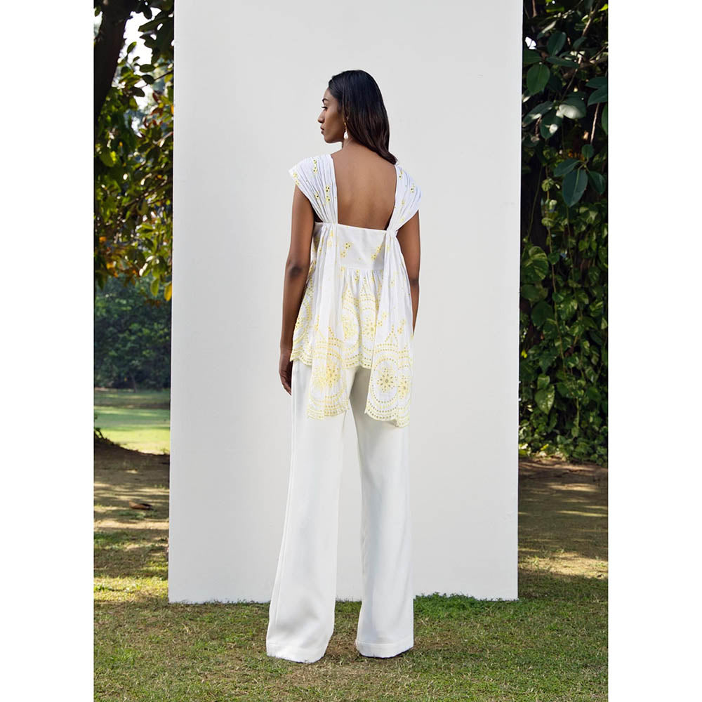 MALIE White and Yellow EVIE Top