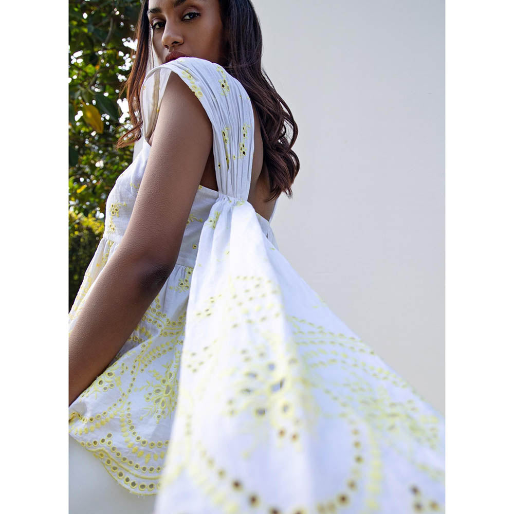 MALIE White and Yellow EVIE Top