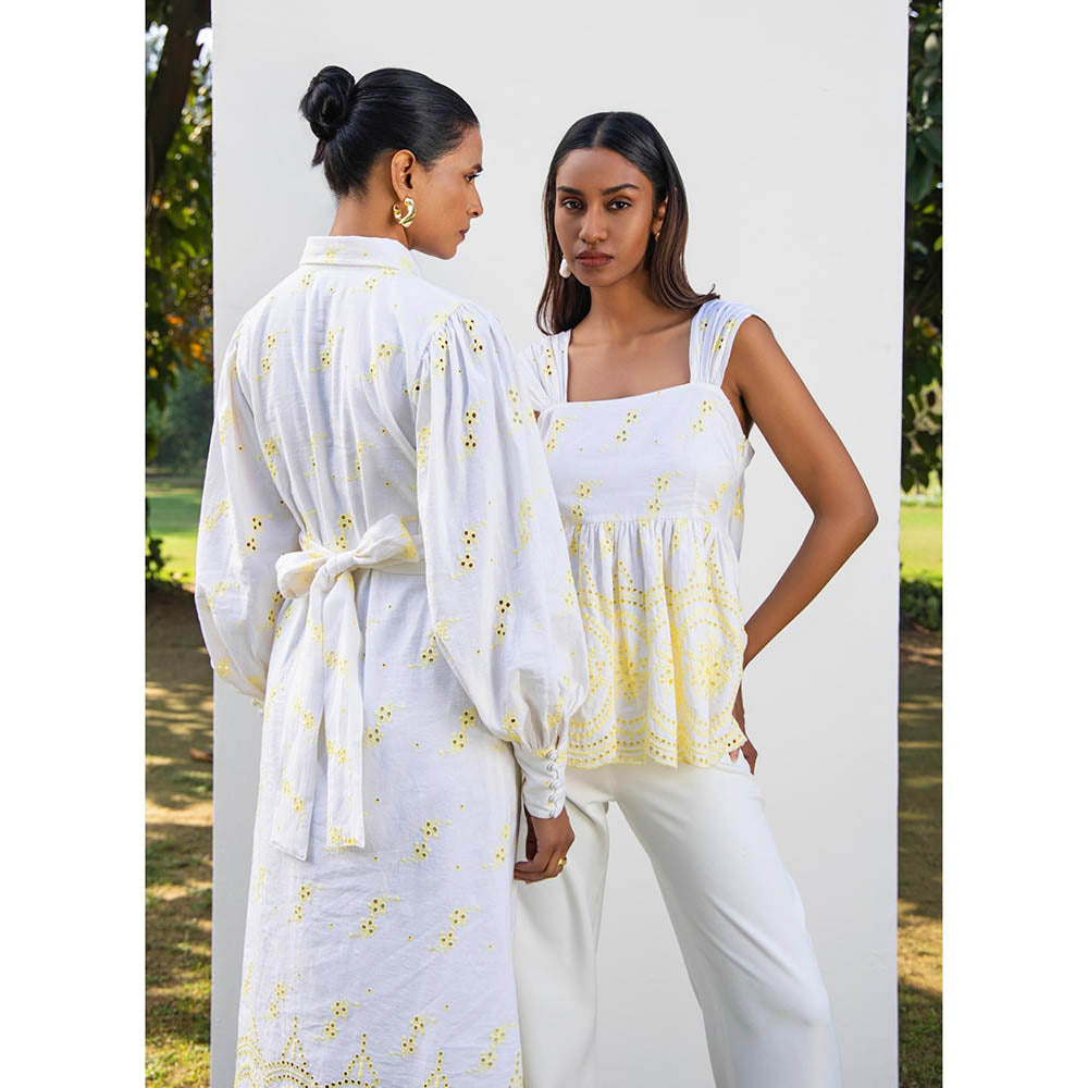 MALIE White and Yellow EVIE Top