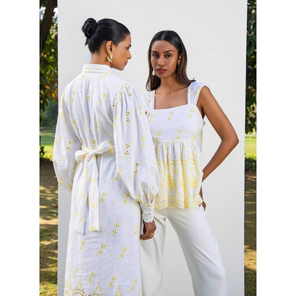 MALIE White and Yellow EVIE Top
