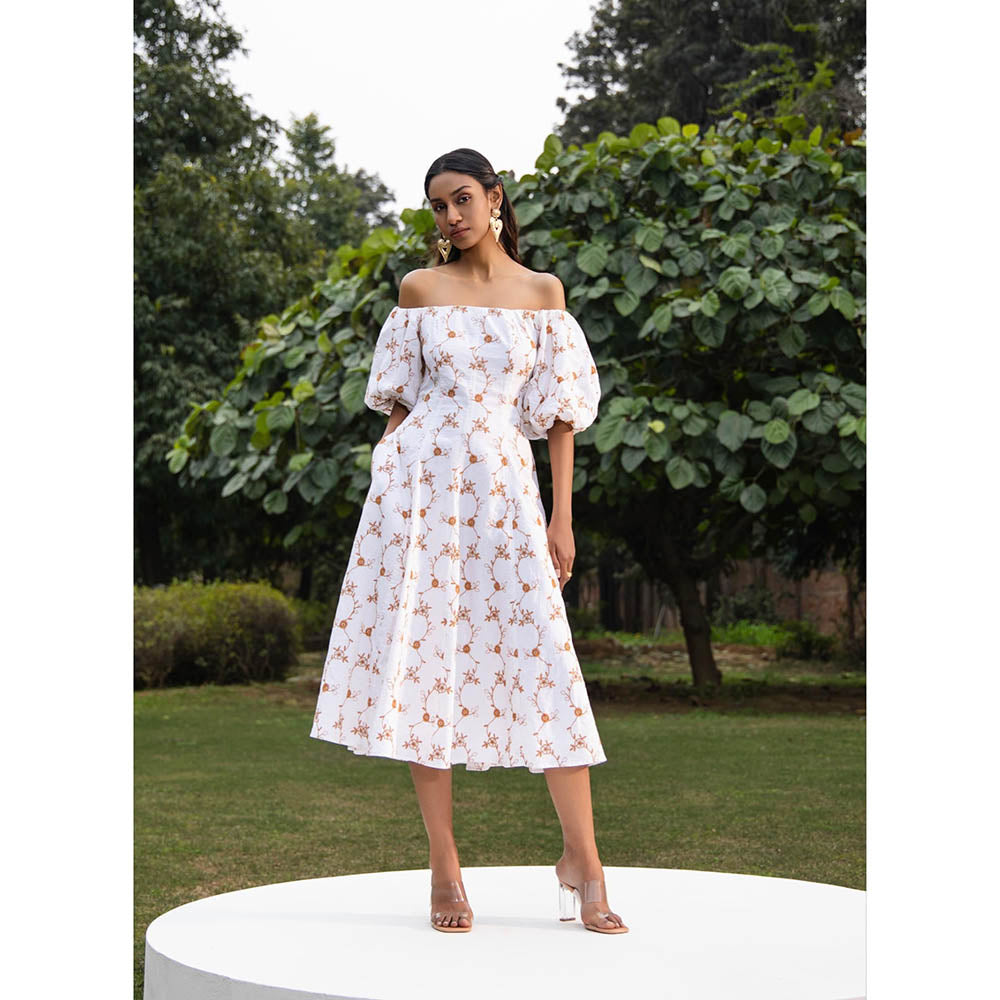 MALIE White & Brown SERENITY Dress