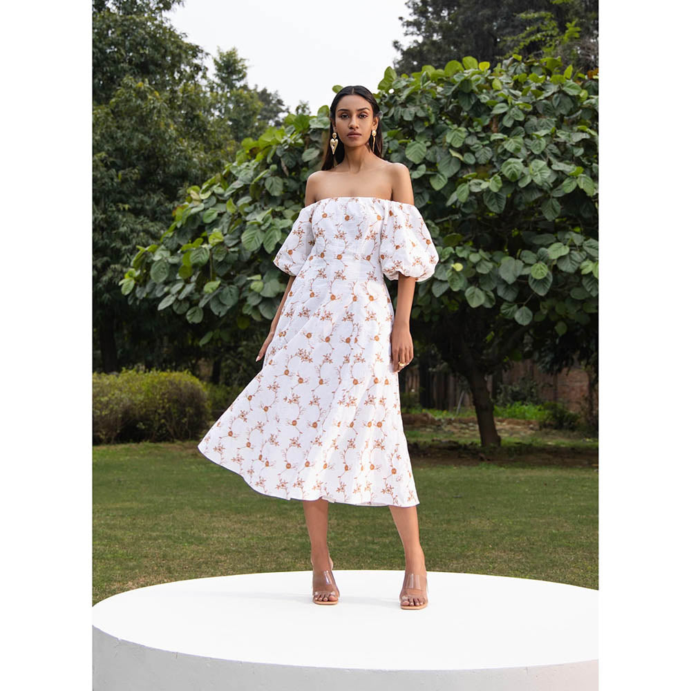 MALIE White & Brown SERENITY Dress