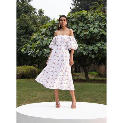 MALIE White & Brown SERENITY Dress