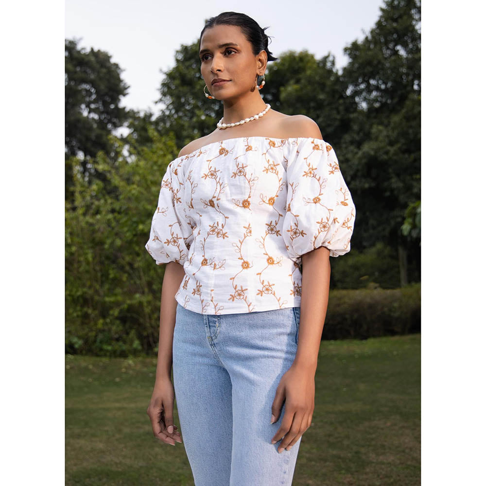 MALIE White & Brown HARMONY Top