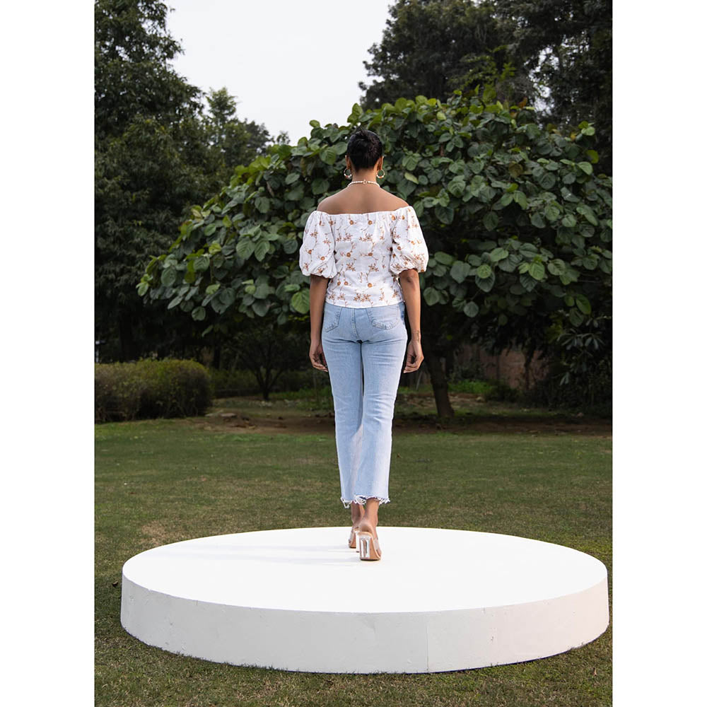 MALIE White & Brown HARMONY Top