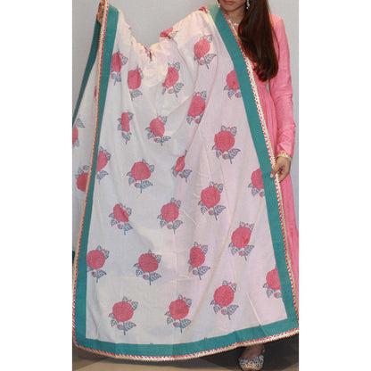 MALIKA GUPTA Abeera Floral Print Anarkali with Pant and Dupatta Potli (Set of 4)