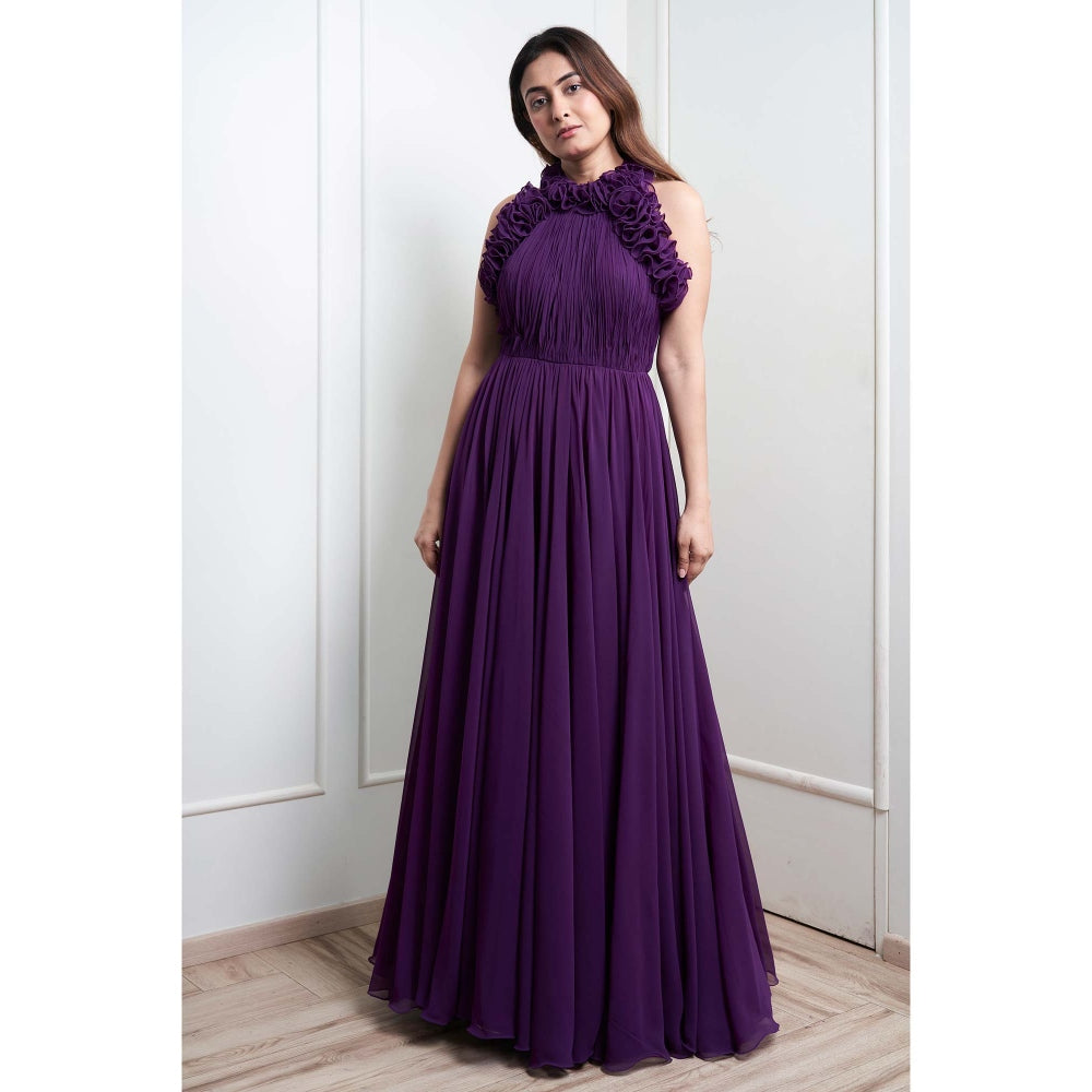 MALIKA GUPTA Purple Rosie Solid Gown