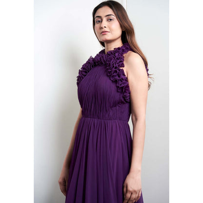 MALIKA GUPTA Purple Rosie Solid Gown