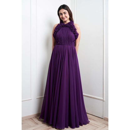 MALIKA GUPTA Purple Rosie Solid Gown