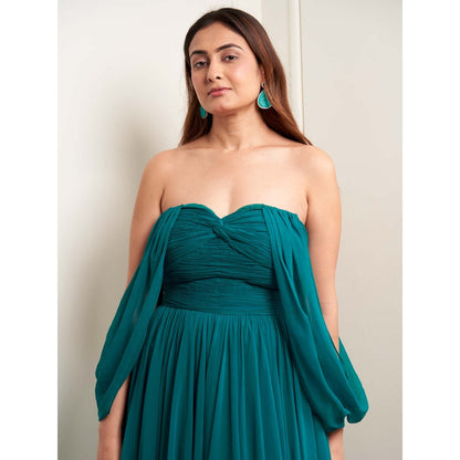 MALIKA GUPTA Teal Rachel Solid Gown
