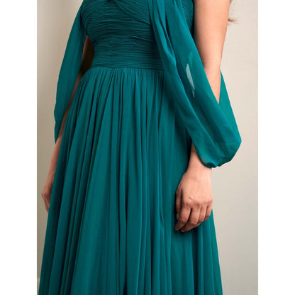 MALIKA GUPTA Teal Rachel Solid Gown