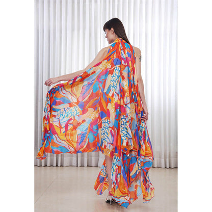 MANDIRA WIRK Pop Abstract Printed High Low Dress