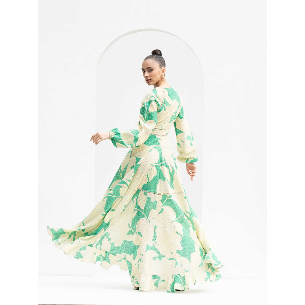 MANDIRA WIRK Bling Texture Chantley High Low Dress with Lace Detailing