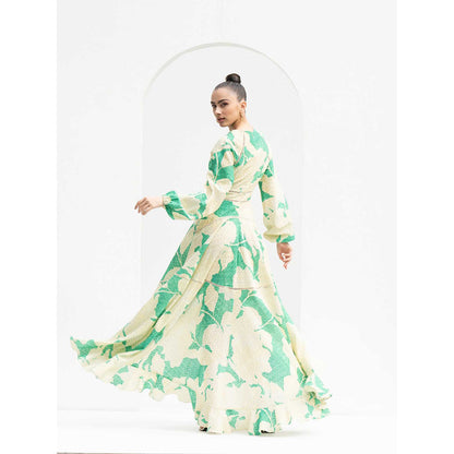 MANDIRA WIRK Bling Texture Chantley High Low Dress with Lace Detailing