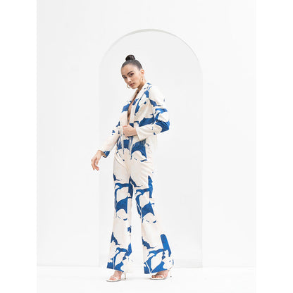 MANDIRA WIRK Mystic Beige Texture Foma Jacket Dazzling Embroidery Tassels at Hem (Set of 2)