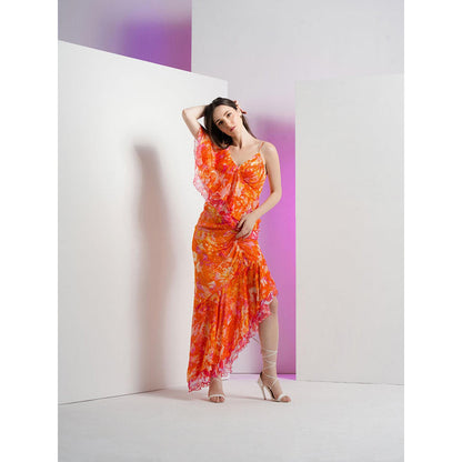 MANDIRA WIRK Saffron Misty Femme Asymmetric Dress