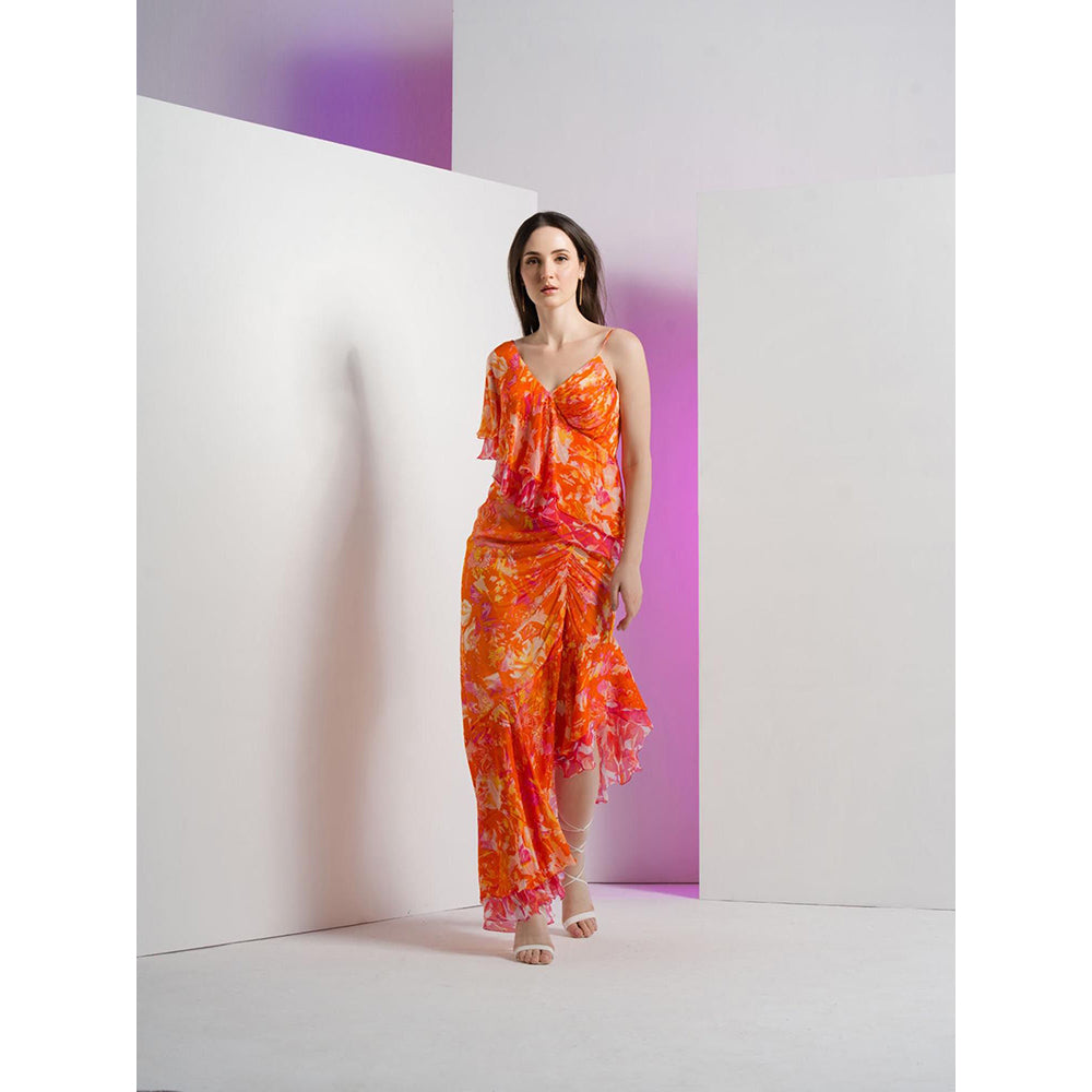 MANDIRA WIRK Saffron Misty Femme Asymmetric Dress