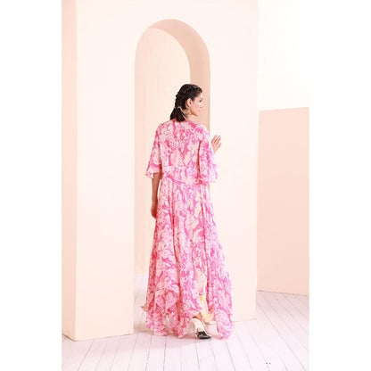 MANDIRA WIRK Printed Blouse with Sharara and Cape (Set of 3)