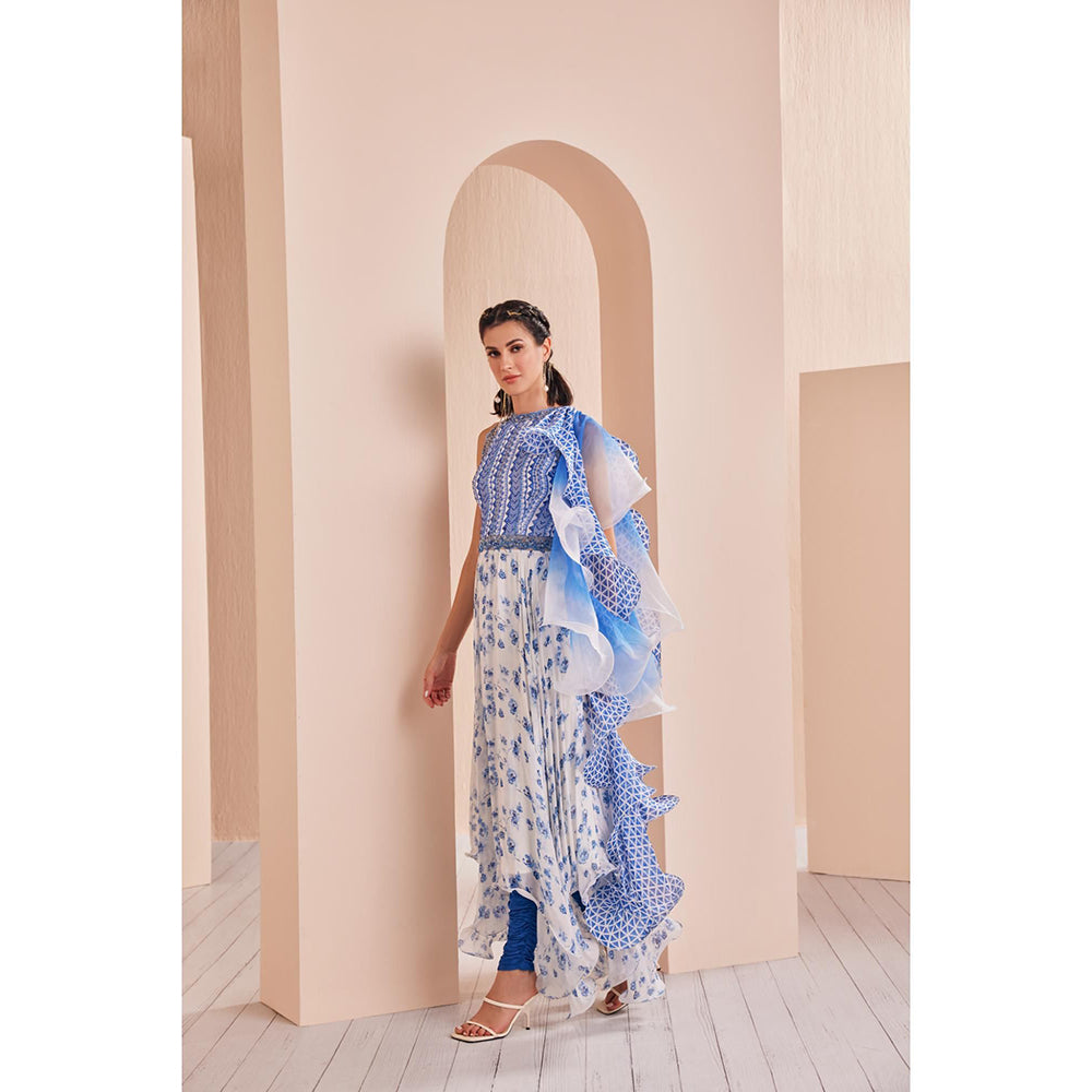 MANDIRA WIRK Kurta and Churidar with Cascade Dupatta (Set of 3)