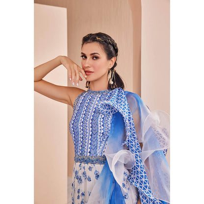 MANDIRA WIRK Kurta and Churidar with Cascade Dupatta (Set of 3)