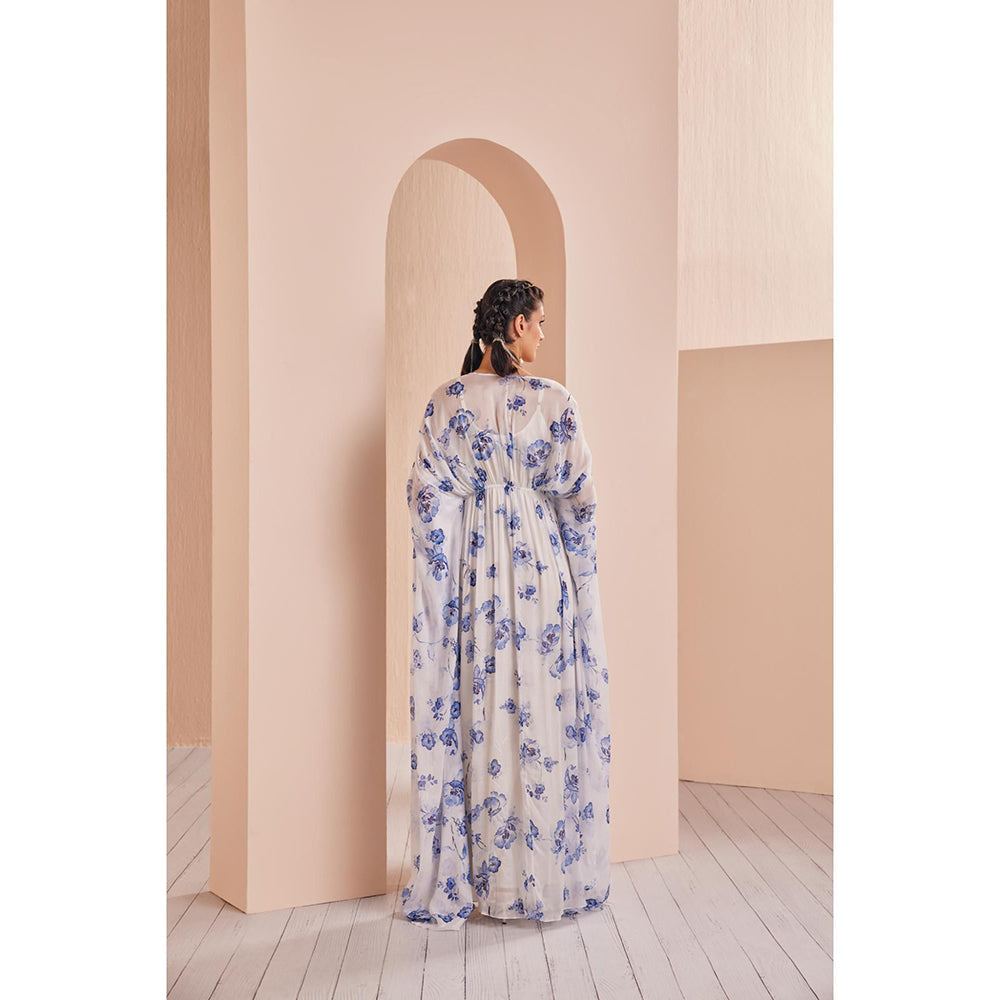 MANDIRA WIRK Blue Periwinkle Floral Kaftan (Set of 2)