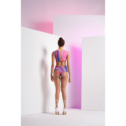 MANDIRA WIRK Multi-Colour Marma Body Suit With Stylized Cuts And Long Chiffon Cape (Set of 2)