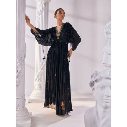 MANDIRA WIRK Black Kaftan Dress (Set of 2)