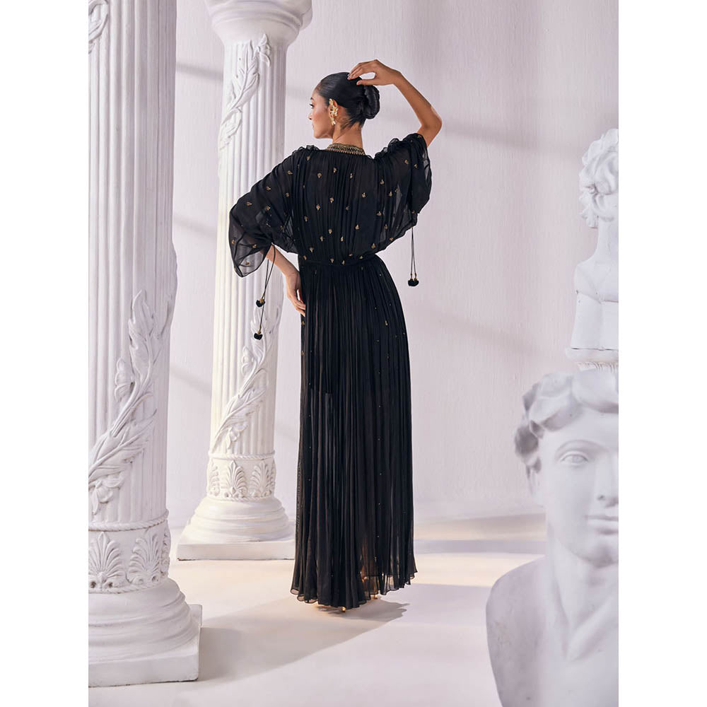 MANDIRA WIRK Black Kaftan Dress (Set of 2)