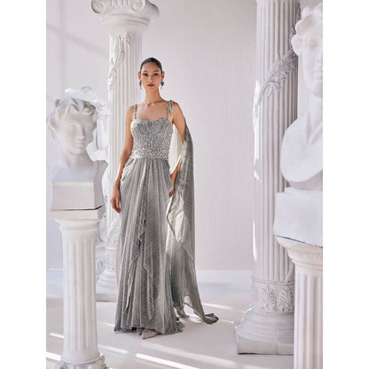 MANDIRA WIRK Grey Fusion Style Gown