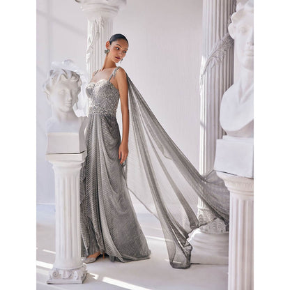 MANDIRA WIRK Grey Fusion Style Gown
