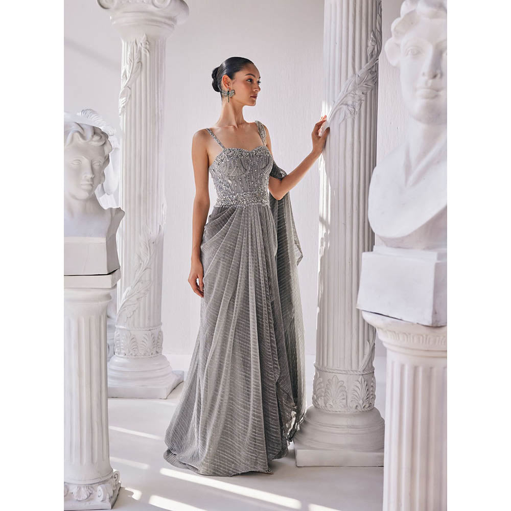 MANDIRA WIRK Grey Fusion Style Gown