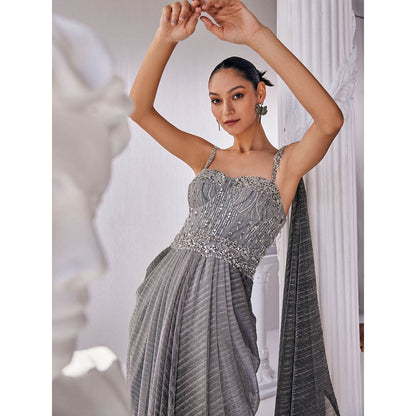 MANDIRA WIRK Grey Fusion Style Gown