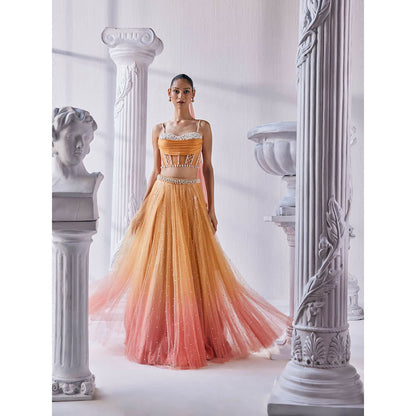 MANDIRA WIRK Ombre Top with Skirt (Set of 4)