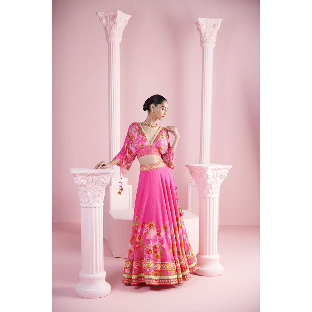 MANDIRA WIRK Women's Leyla Embellished Lehenga with Blouse and Dupatta (Set of 3)