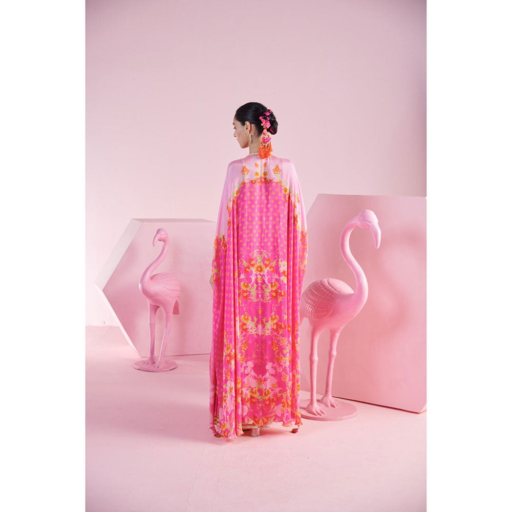 MANDIRA WIRK Women'S Nur Floral Blouse with Sharara and Cape (Set of 3)