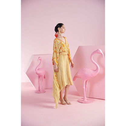 MANDIRA WIRK Women'S Ada Kaftan Dress with Belt (Set of 2)