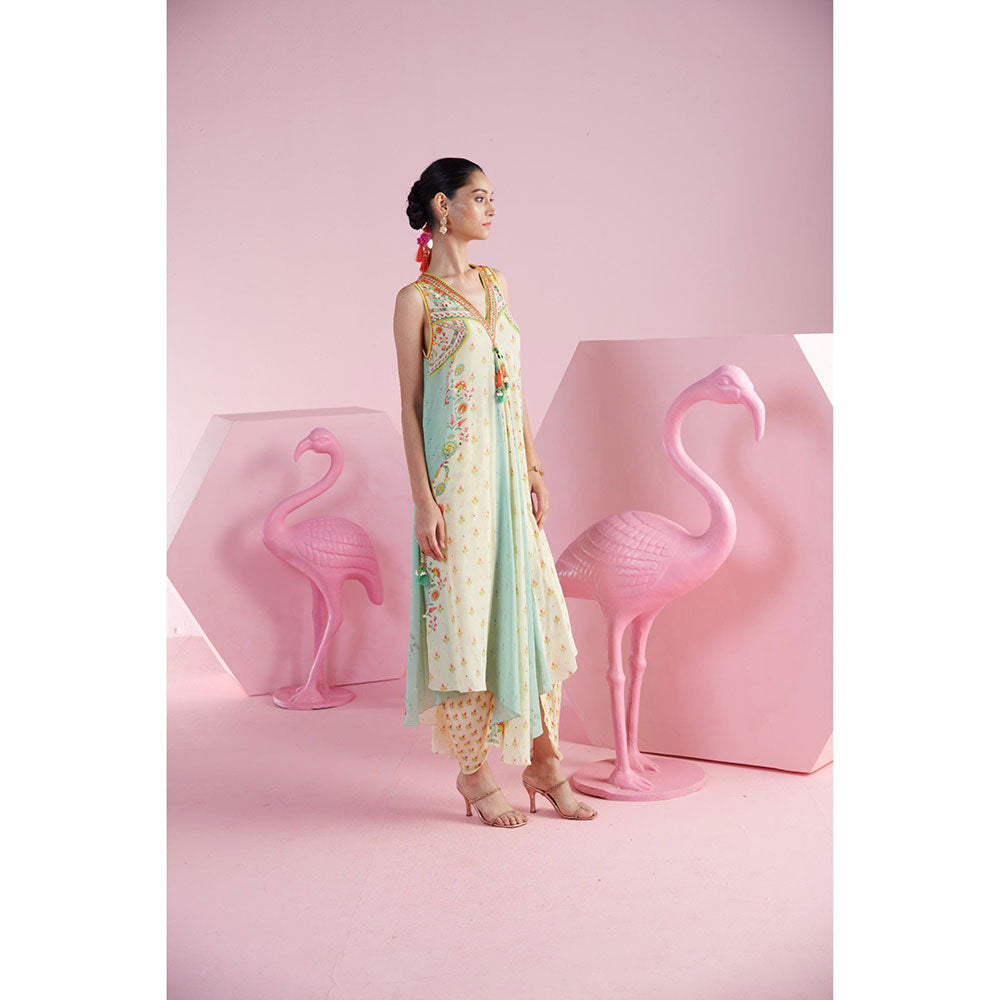 MANDIRA WIRK Women'S Rayhan Floral Kurta with Dhoti (Set of 2)