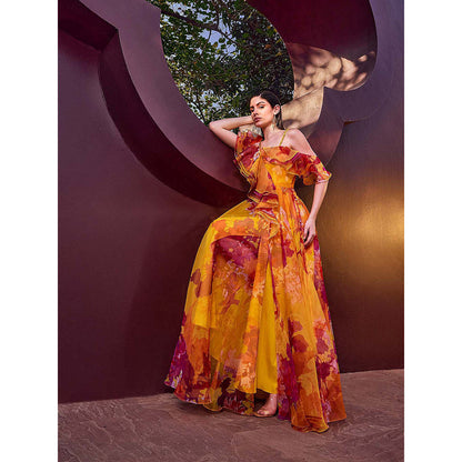 MANDIRA WIRK Sunset Radiance Floral Maxi Dress