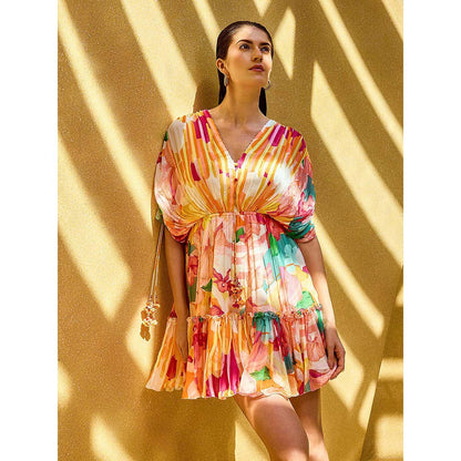 MANDIRA WIRK Multicolor Rush Floral Short Dress