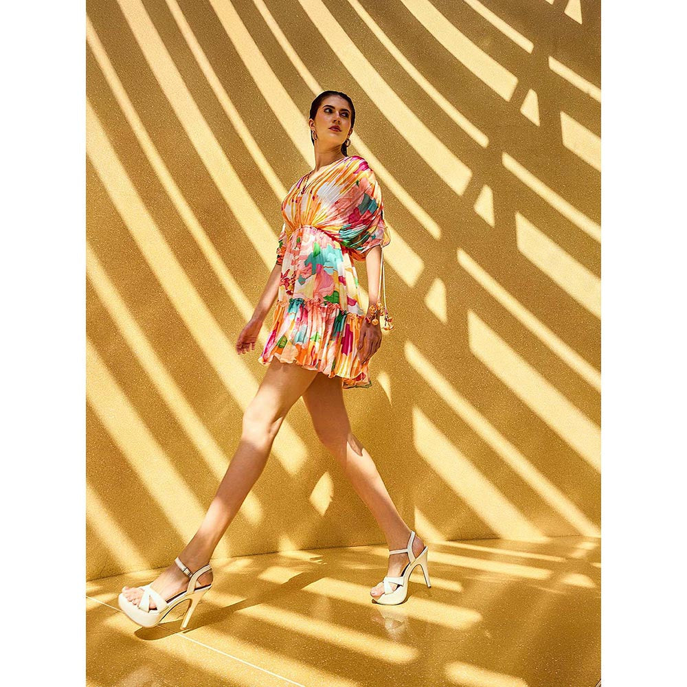 MANDIRA WIRK Multicolor Rush Floral Short Dress