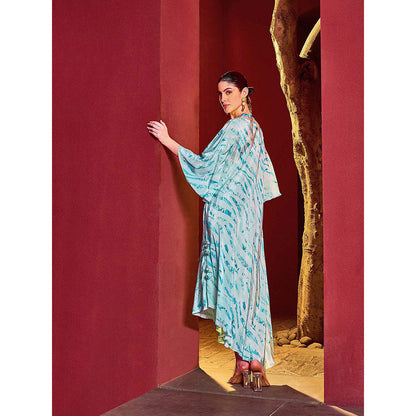 MANDIRA WIRK Blue Breeze V Neck Printed Dress