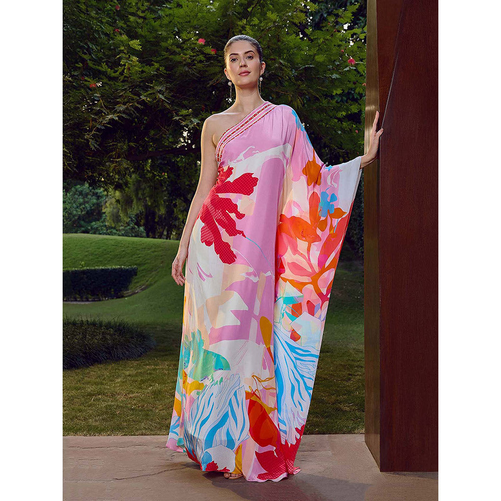 MANDIRA WIRK Paradise Hues One-Shoulder Kaftan Dress