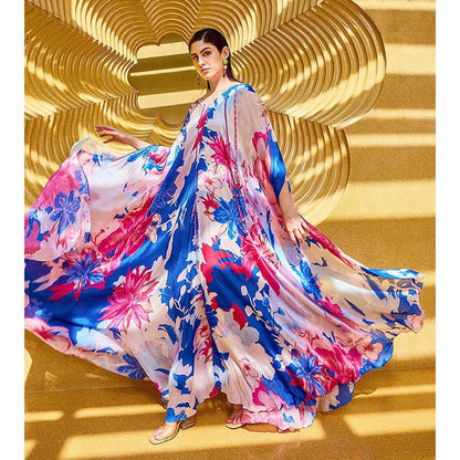 MANDIRA WIRK Multicolor Floral Serenity V-Neck Kaftan Dress