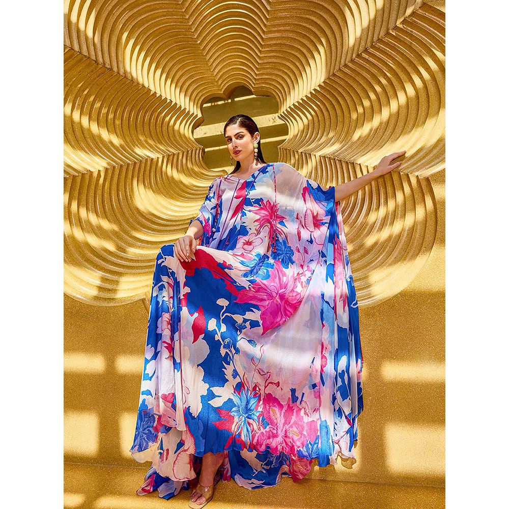 MANDIRA WIRK Multicolor Floral Serenity V-Neck Kaftan Dress