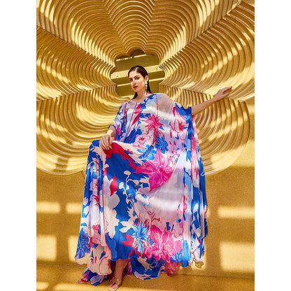 MANDIRA WIRK Multicolor Floral Serenity V-Neck Kaftan Dress